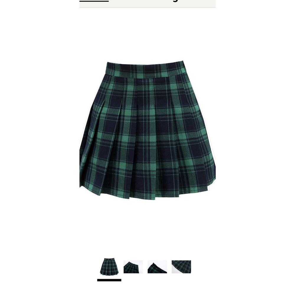 Women's High Waist A-Line Pleated Mini Skirt Short Tennis Skirt (05 Green Pla...